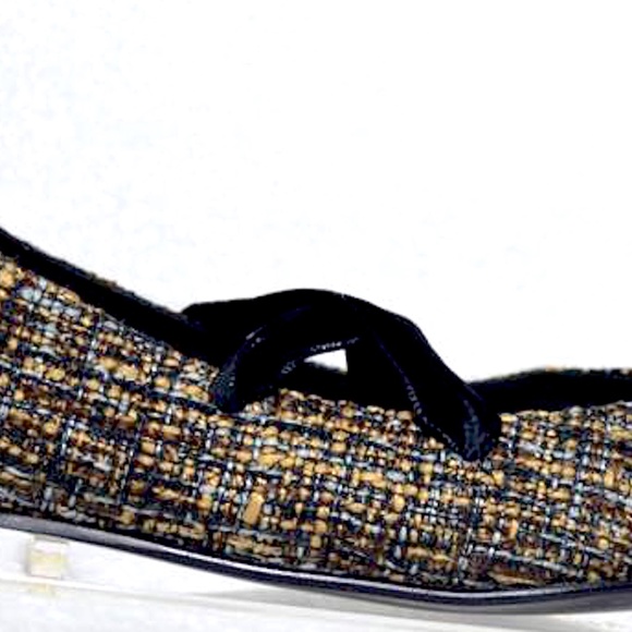 🆕🏷️ Camel/Black New Tweed St. Clair Wrap Ballet Flats Made in Spain - Picture 8 of 12